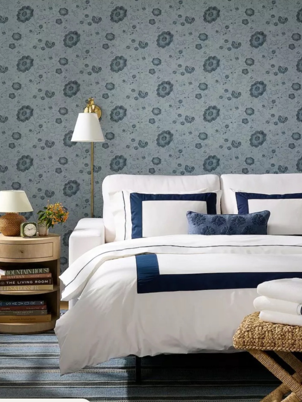 ❤️ Beach Club Border Percale Duvet Cover (TWIN) - NAVY